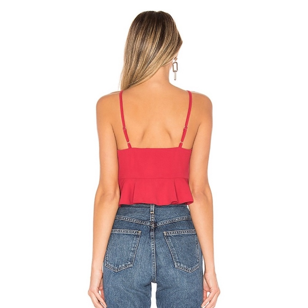 superdown Red Ruffle Hem Crop Top - Picture 2 of 10